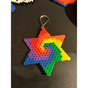 Handmade perler bead star keychain